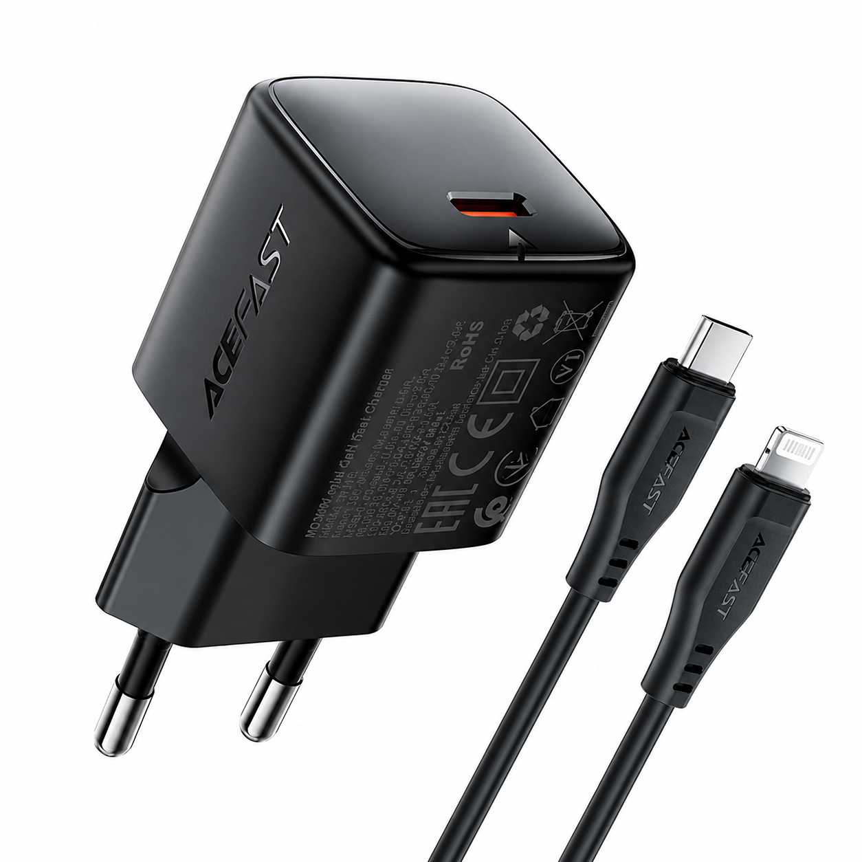 Мережевий зарядний пристрій AceFast A118 PD30W mini GaN USB-C fast charger set (P16) Black (6974316285182)